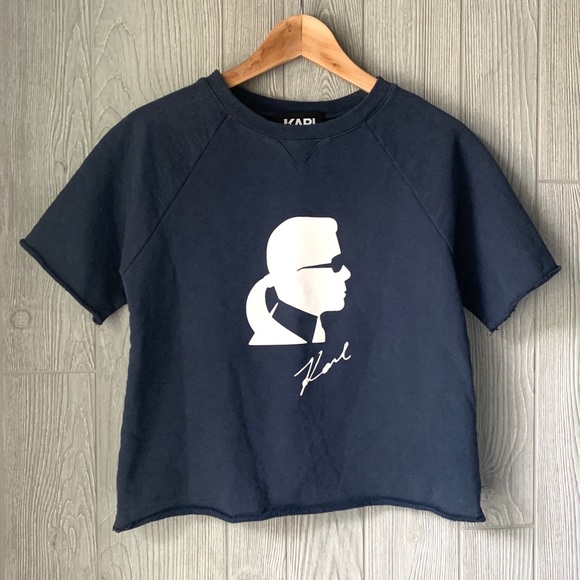 Karl Lagerfeld Tops - KARL LAGERFELD Silhouette Logo Cutoff Sweatshirt